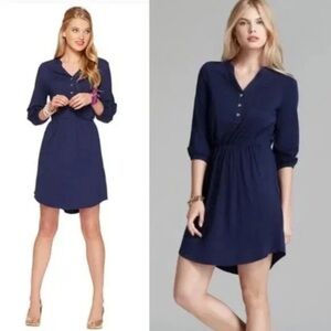 Lilly Pulitzer Beckett Jersey Knit Blouson
Shirtdress Large Navy Blue Dress